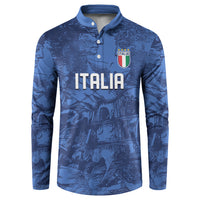 Custom Italy Football Button Sweatshirt Gli Azzurri Renaissance Art Blue Version