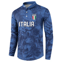 Custom Italy Football Button Sweatshirt Gli Azzurri Renaissance Art Blue Version