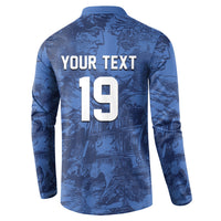 Custom Italy Football Button Sweatshirt Gli Azzurri Renaissance Art Blue Version