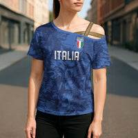 Custom Italy Football Cross Shoulder Shirt Gli Azzurri Renaissance Art Blue Version