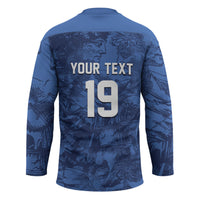 Custom Italy Football Hockey Jersey Gli Azzurri Renaissance Art Blue Version