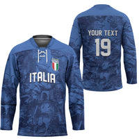 Custom Italy Football Hockey Jersey Gli Azzurri Renaissance Art Blue Version
