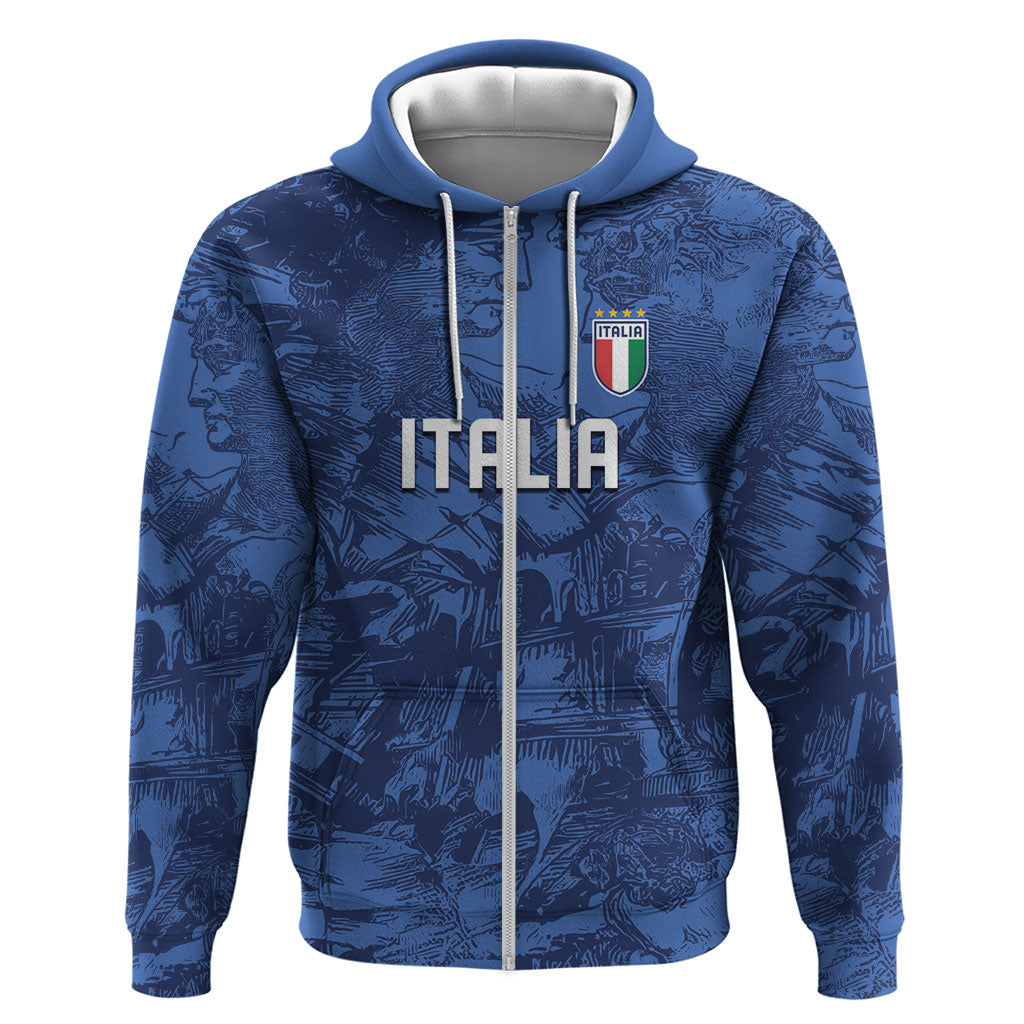 Custom Italy Football Hoodie Gli Azzurri Renaissance Art Blue Version