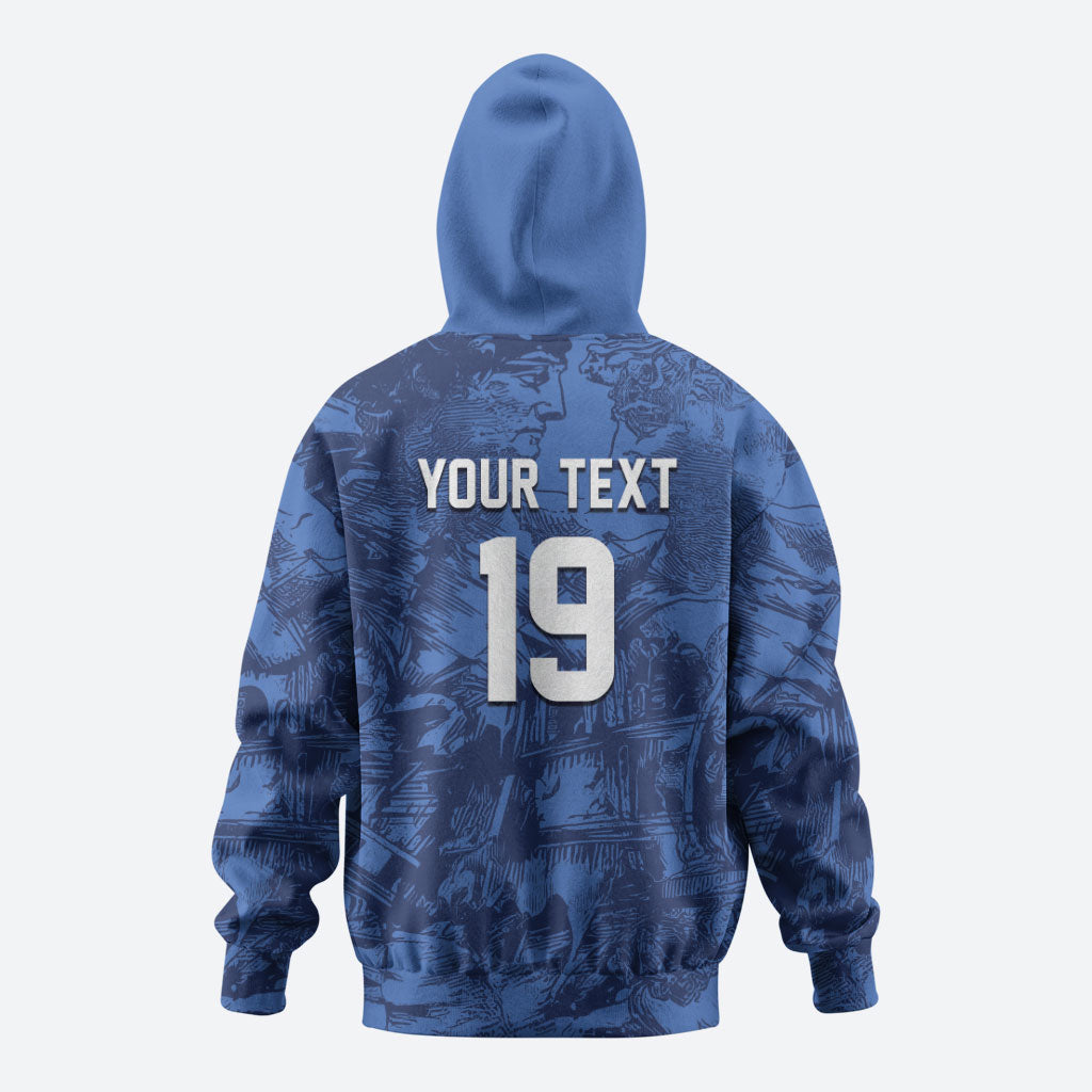 Custom Italy Football Hoodie Gli Azzurri Renaissance Art Blue Version