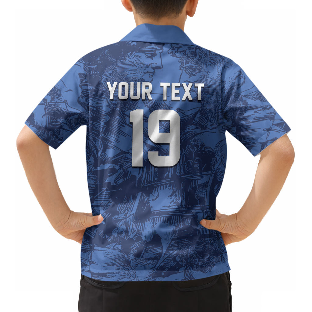 Custom Italy Football Kid Hawaiian Shirt Gli Azzurri Renaissance Art Blue Version LT19