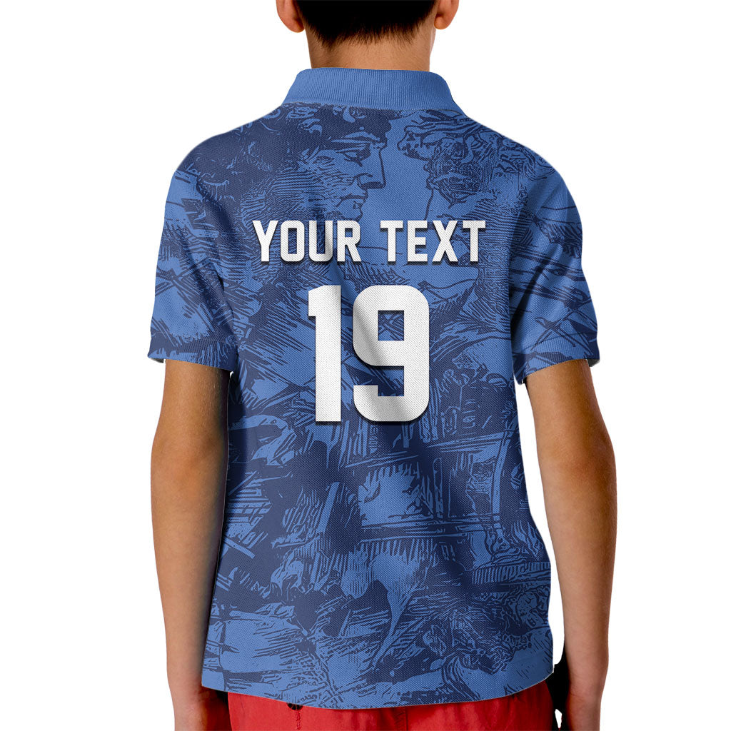 Custom Italy Football Kid Polo Shirt Gli Azzurri Renaissance Art Blue Version