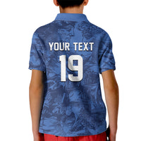 Custom Italy Football Kid Polo Shirt Gli Azzurri Renaissance Art Blue Version