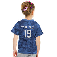 Custom Italy Football Kid T Shirt Gli Azzurri Renaissance Art Blue Version