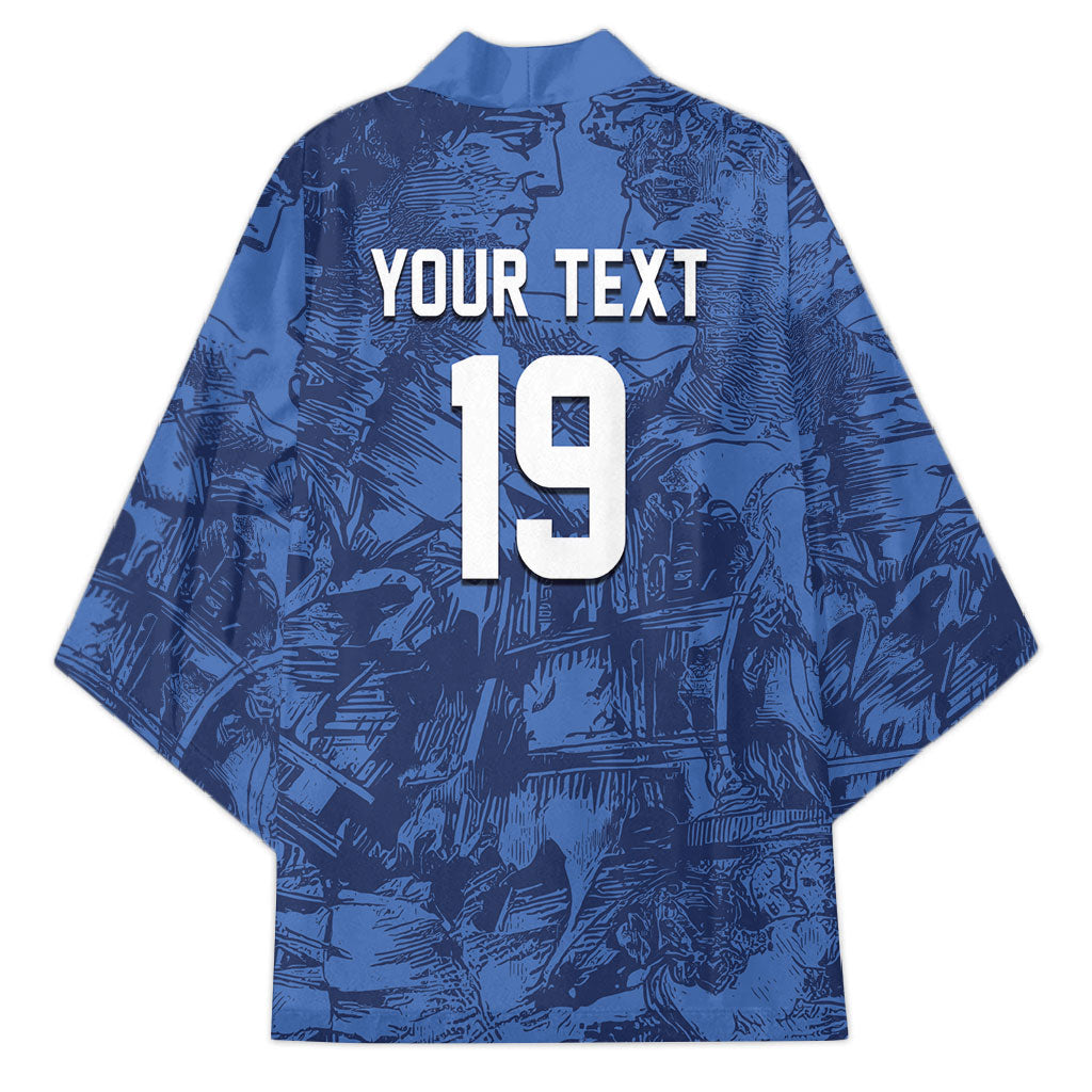 Custom Italy Football Kimono Gli Azzurri Renaissance Art Blue Version
