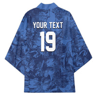 Custom Italy Football Kimono Gli Azzurri Renaissance Art Blue Version