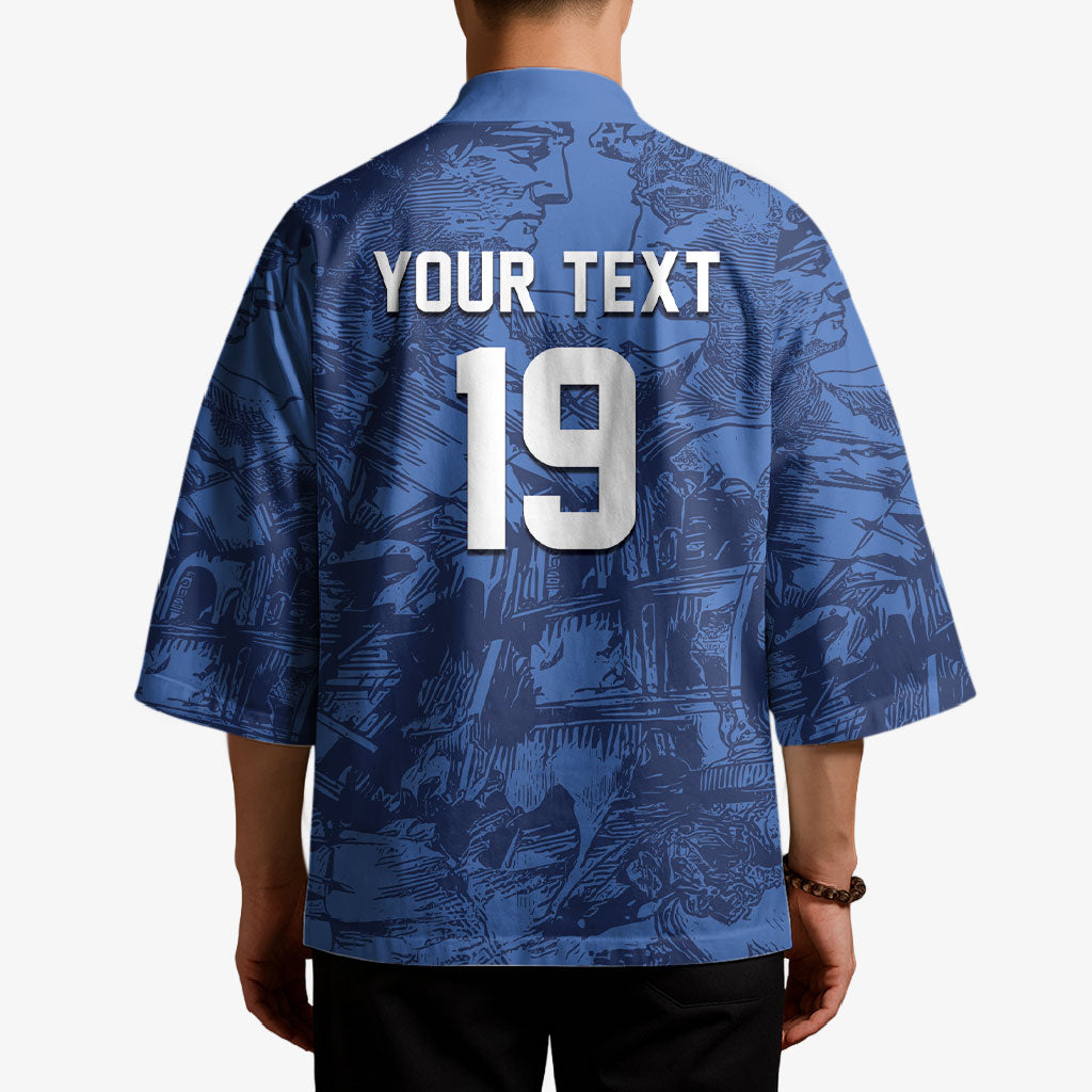 Custom Italy Football Kimono Gli Azzurri Renaissance Art Blue Version