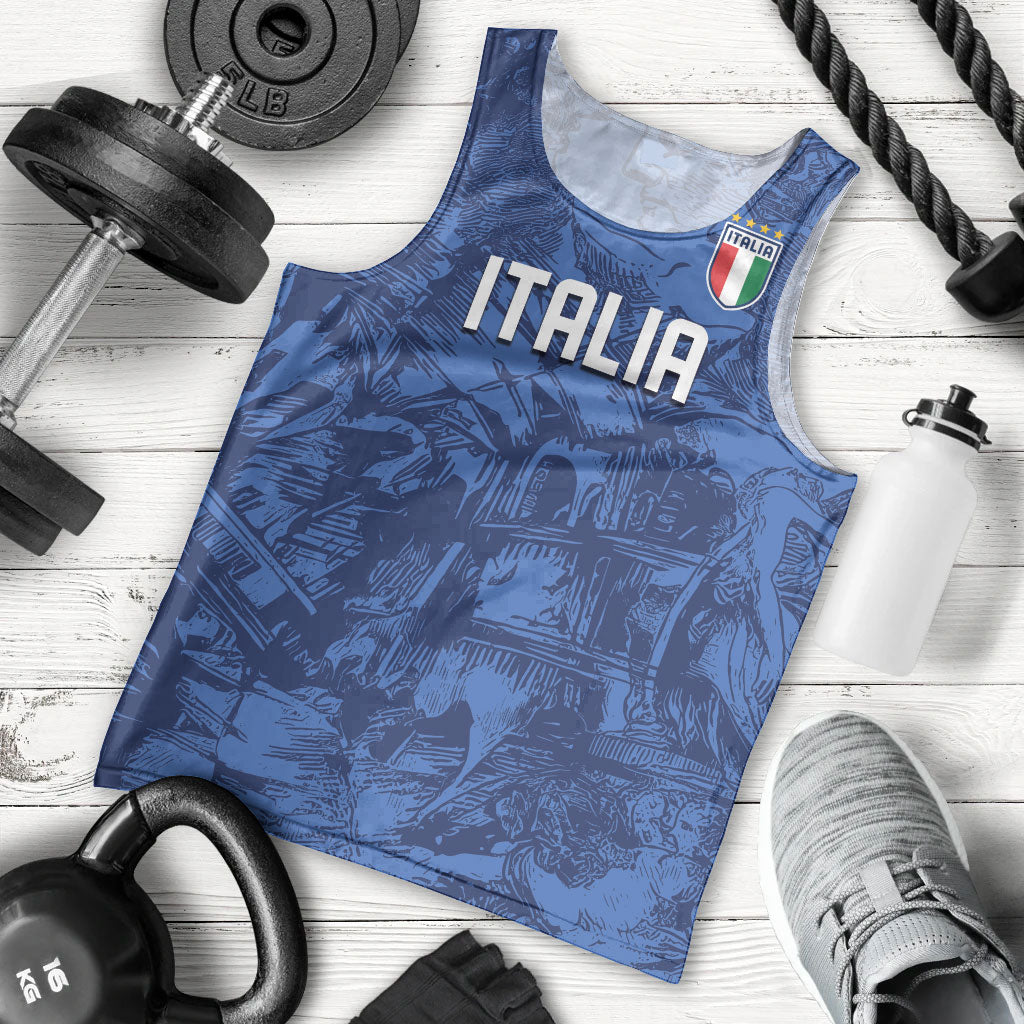 Custom Italy Football Men Tank Top Gli Azzurri Renaissance Art Blue Version