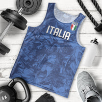 Custom Italy Football Men Tank Top Gli Azzurri Renaissance Art Blue Version