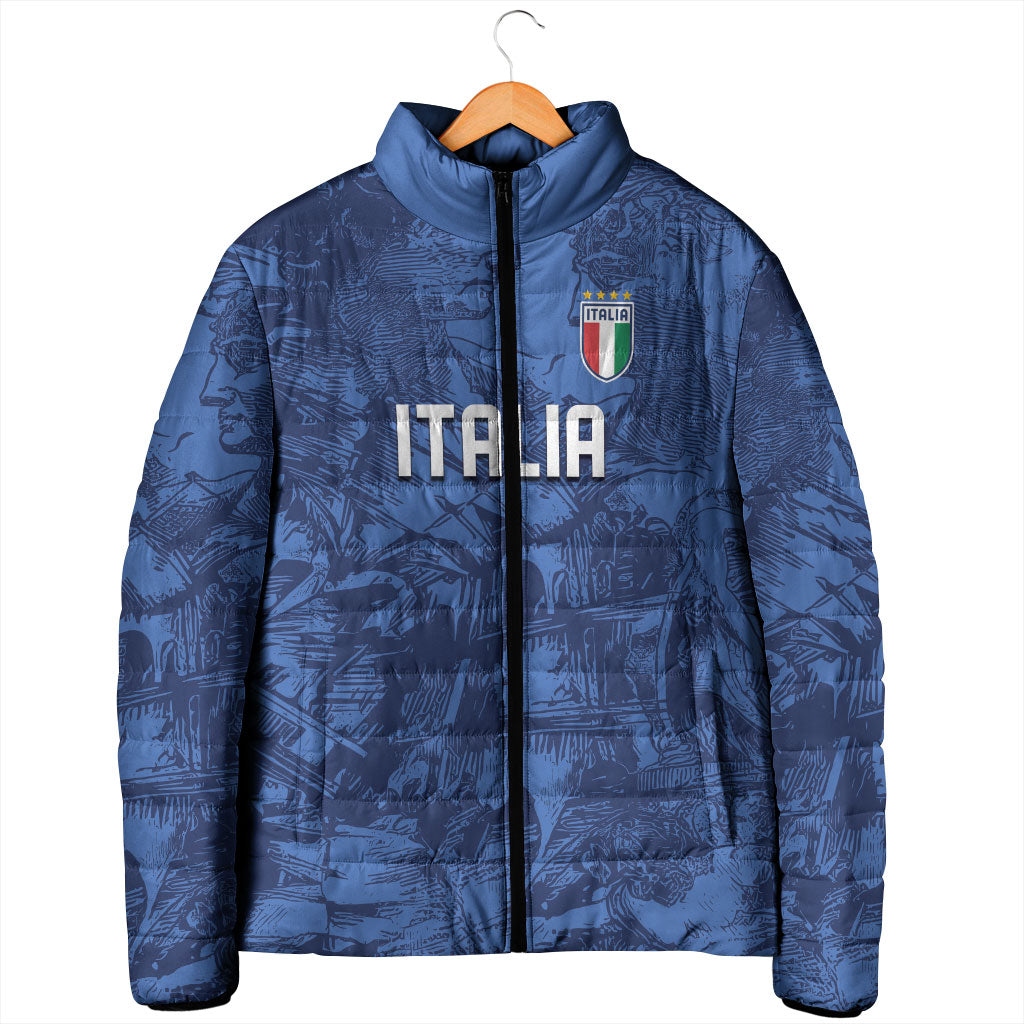 Custom Italy Football Padded Jacket Gli Azzurri Renaissance Art Blue Version