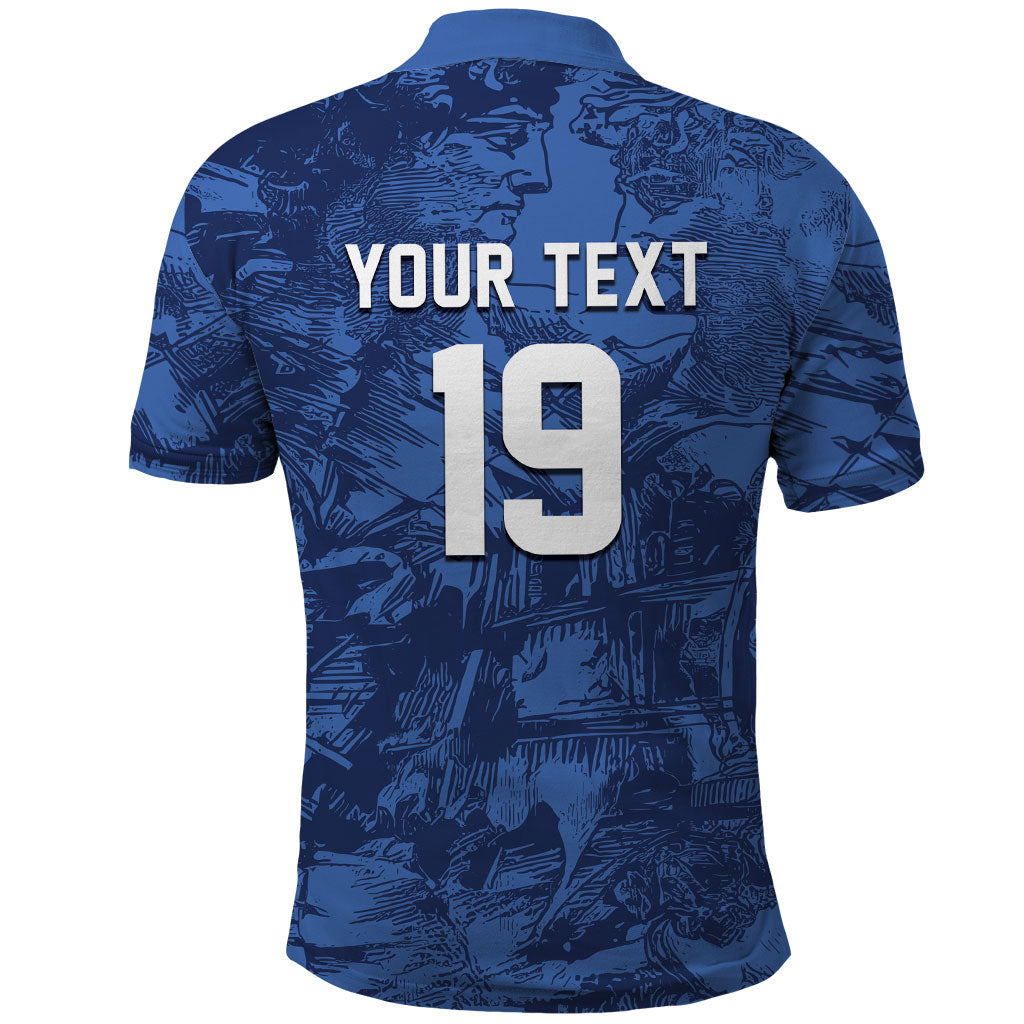Custom Italy Football Polo Shirt Gli Azzurri Renaissance Art Blue Version