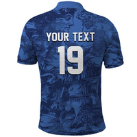 Custom Italy Football Polo Shirt Gli Azzurri Renaissance Art Blue Version
