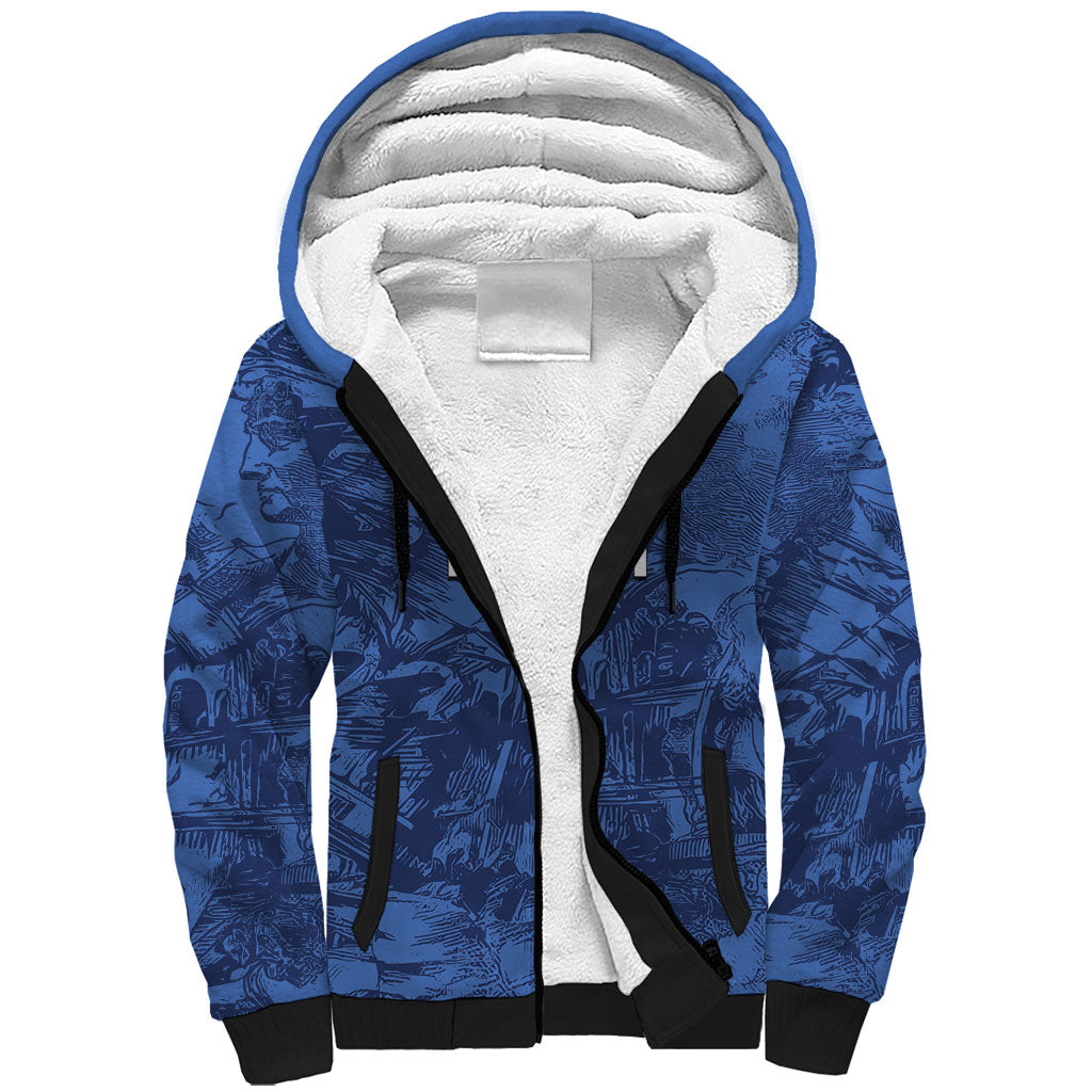 Custom Italy Football Sherpa Hoodie Gli Azzurri Renaissance Art Blue Version