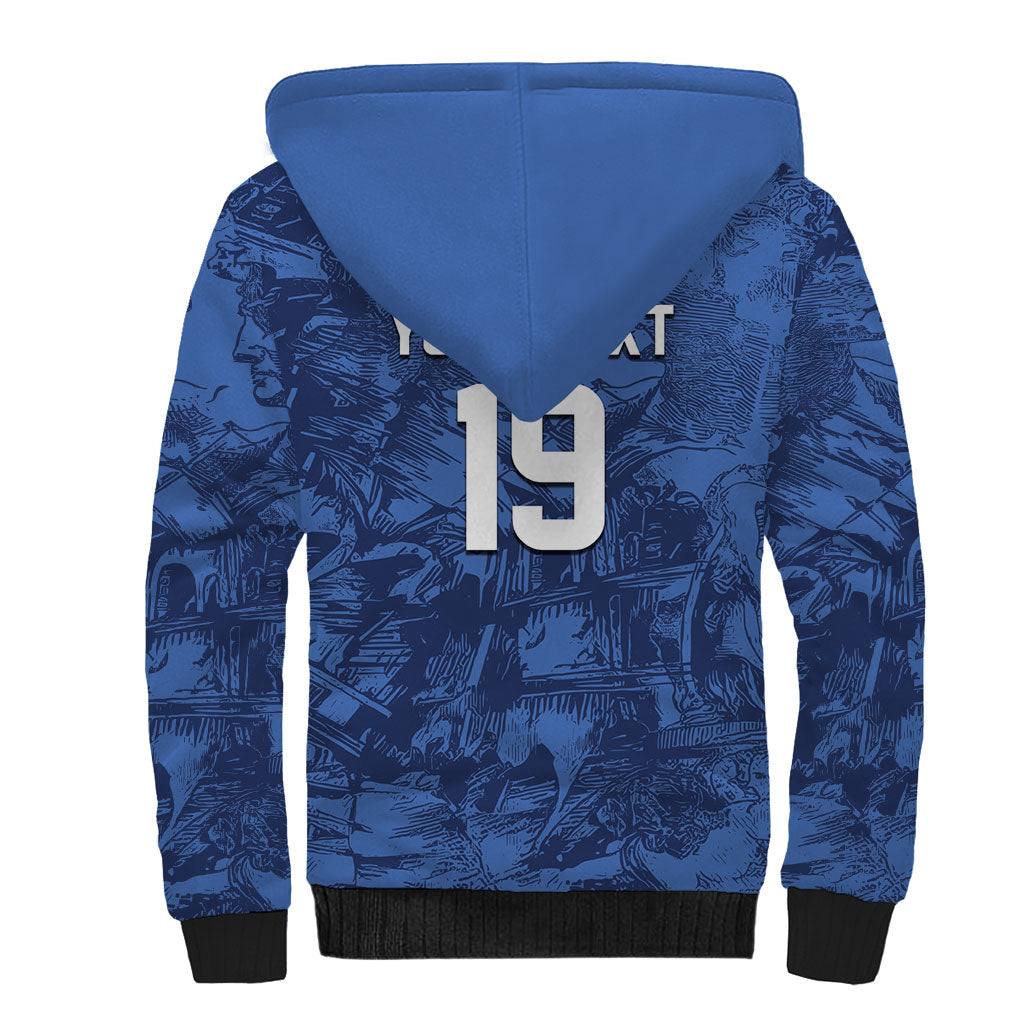 Custom Italy Football Sherpa Hoodie Gli Azzurri Renaissance Art Blue Version