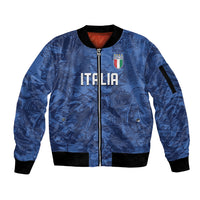 Custom Italy Football Sleeve Zip Bomber Jacket Gli Azzurri Renaissance Art Blue Version
