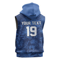 Custom Italy Football Sleeveless Hoodie Gli Azzurri Renaissance Art Blue Version
