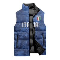 Custom Italy Football Sleeveless Puffer Jacket Gli Azzurri Renaissance Art Blue Version