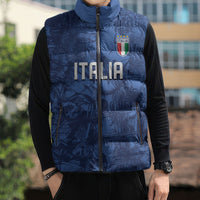 Custom Italy Football Sleeveless Puffer Jacket Gli Azzurri Renaissance Art Blue Version