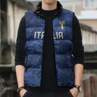 Custom Italy Football Sleeveless Puffer Jacket Gli Azzurri Renaissance Art Blue Version