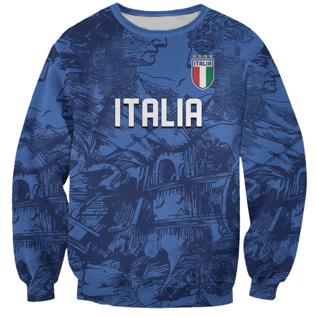 Custom Italy Football Sweatshirt Gli Azzurri Renaissance Art Blue Version