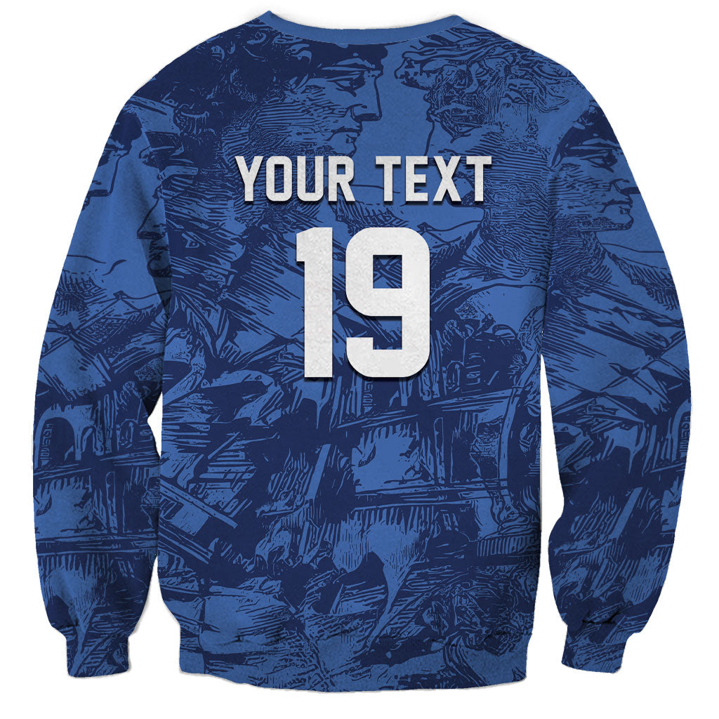 Custom Italy Football Sweatshirt Gli Azzurri Renaissance Art Blue Version