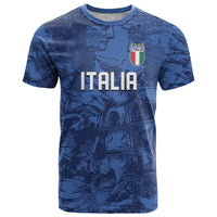 Custom Italy Football T Shirt Gli Azzurri Renaissance Art Blue Version