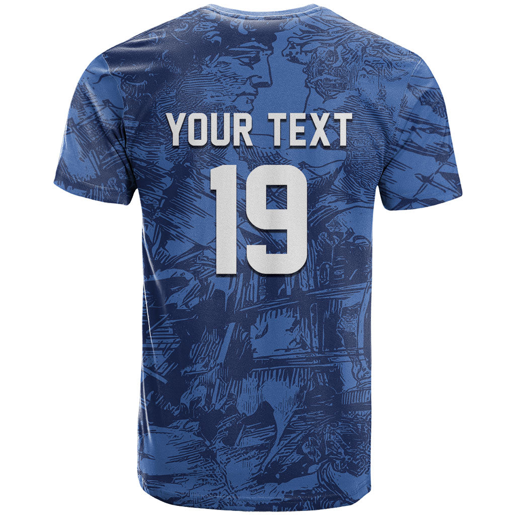 Custom Italy Football T Shirt Gli Azzurri Renaissance Art Blue Version