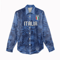 Custom Italy Football Women Casual Shirt Gli Azzurri Renaissance Art Blue Version