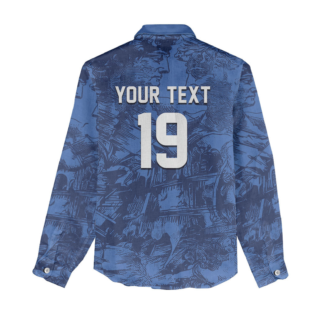 Custom Italy Football Women Casual Shirt Gli Azzurri Renaissance Art Blue Version