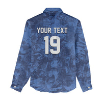 Custom Italy Football Women Casual Shirt Gli Azzurri Renaissance Art Blue Version