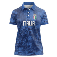 Custom Italy Football Women Polo Shirt Gli Azzurri Renaissance Art Blue Version