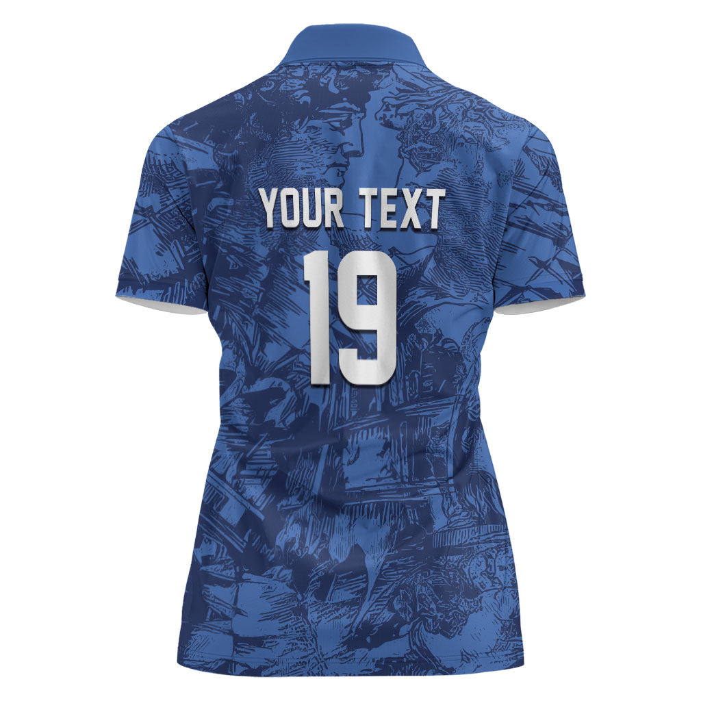 Custom Italy Football Women Polo Shirt Gli Azzurri Renaissance Art Blue Version
