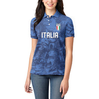 Custom Italy Football Women Polo Shirt Gli Azzurri Renaissance Art Blue Version