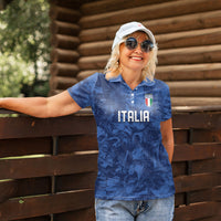 Custom Italy Football Women Polo Shirt Gli Azzurri Renaissance Art Blue Version