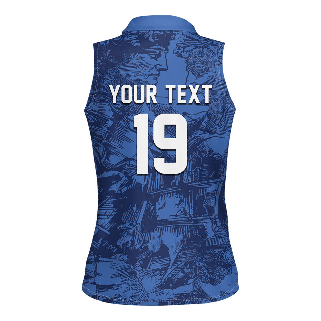 Custom Italy Football Women Sleeveless Polo Shirt Gli Azzurri Renaissance Art Blue Version