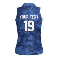 Custom Italy Football Women Sleeveless Polo Shirt Gli Azzurri Renaissance Art Blue Version