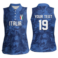 Custom Italy Football Women Sleeveless Polo Shirt Gli Azzurri Renaissance Art Blue Version