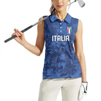 Custom Italy Football Women Sleeveless Polo Shirt Gli Azzurri Renaissance Art Blue Version