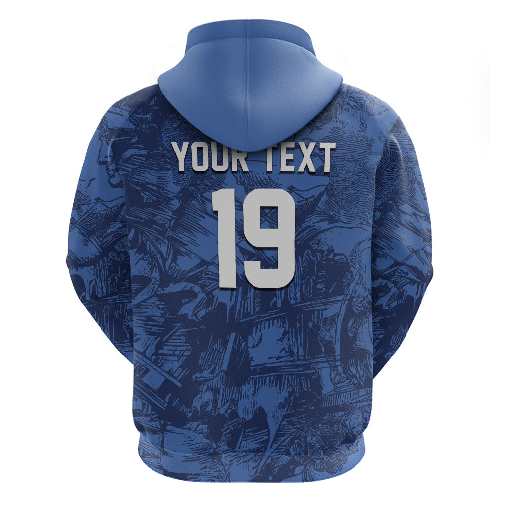 Custom Italy Football Zip Hoodie Gli Azzurri Renaissance Art Blue Version