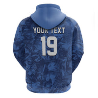 Custom Italy Football Zip Hoodie Gli Azzurri Renaissance Art Blue Version