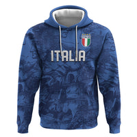Custom Italy Football Zip Hoodie Gli Azzurri Renaissance Art Blue Version