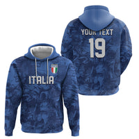 Custom Italy Football Zip Hoodie Gli Azzurri Renaissance Art Blue Version
