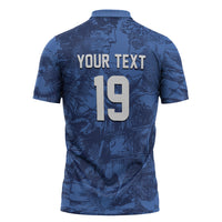 Custom Italy Football Zipper Polo Shirt Gli Azzurri Renaissance Art Blue Version