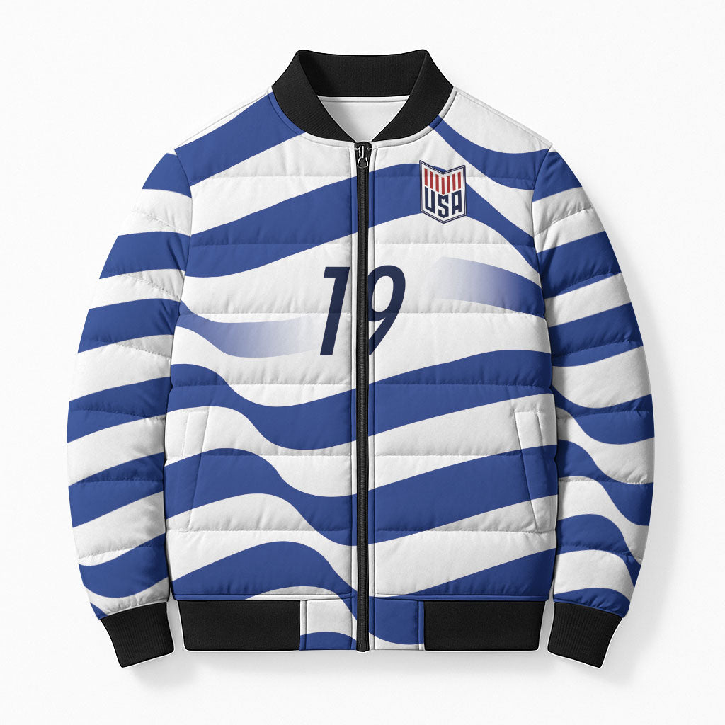 Custom World Football 2026 USA Bomber Puffer Jacket Stars Stripes Football Supporter