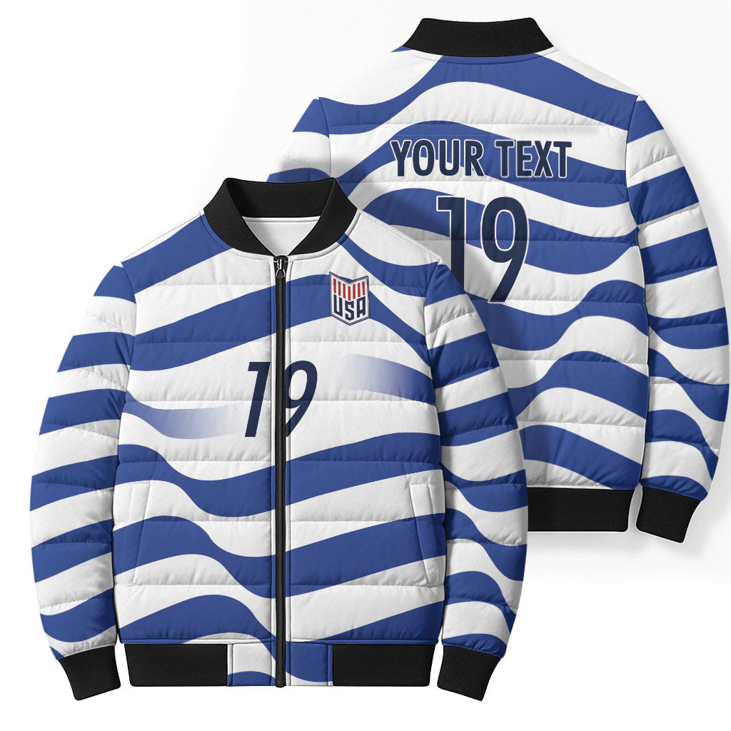 Custom World Football 2026 USA Bomber Puffer Jacket Stars Stripes Football Supporter