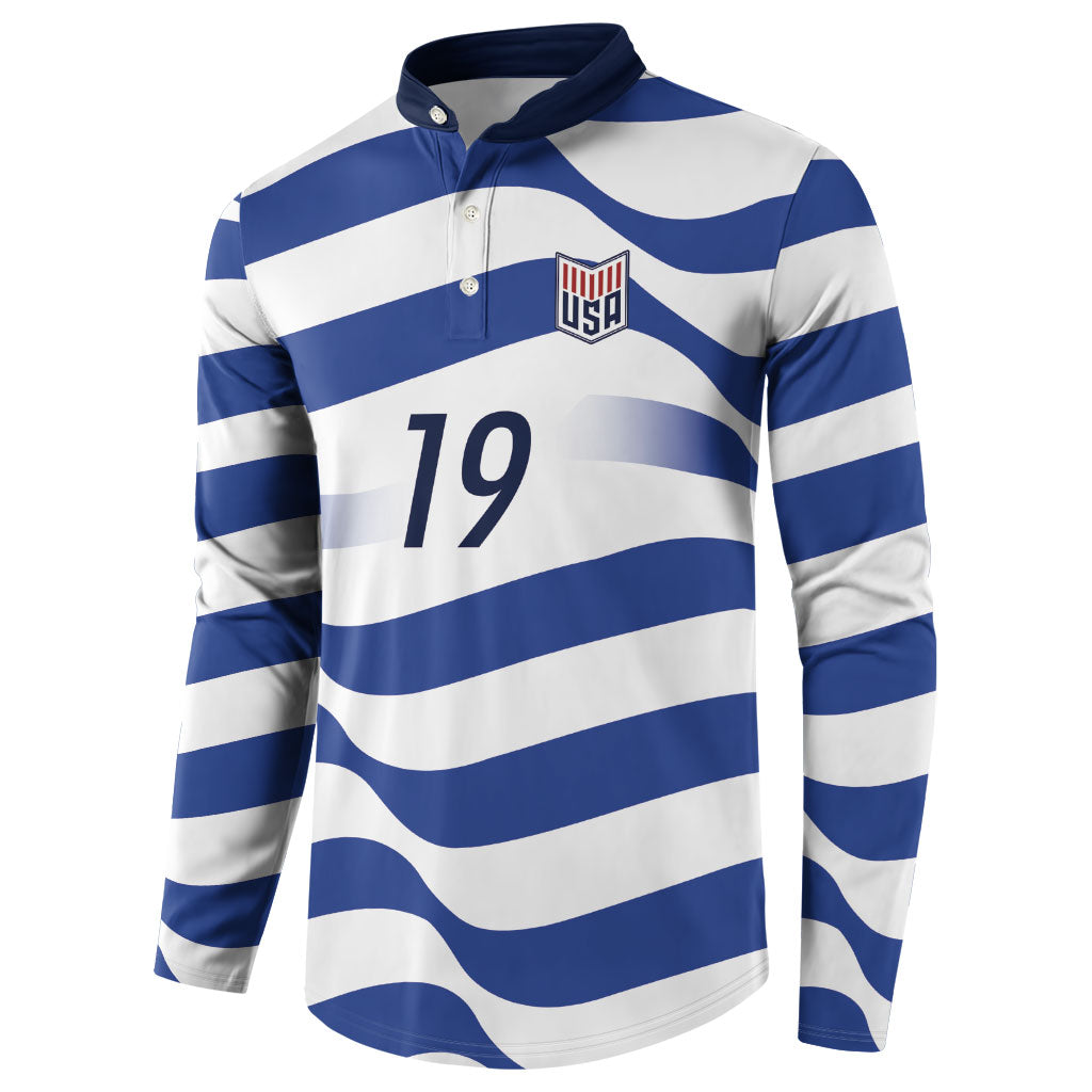 Custom World Football 2026 USA Button Sweatshirt Stars Stripes Football Supporter